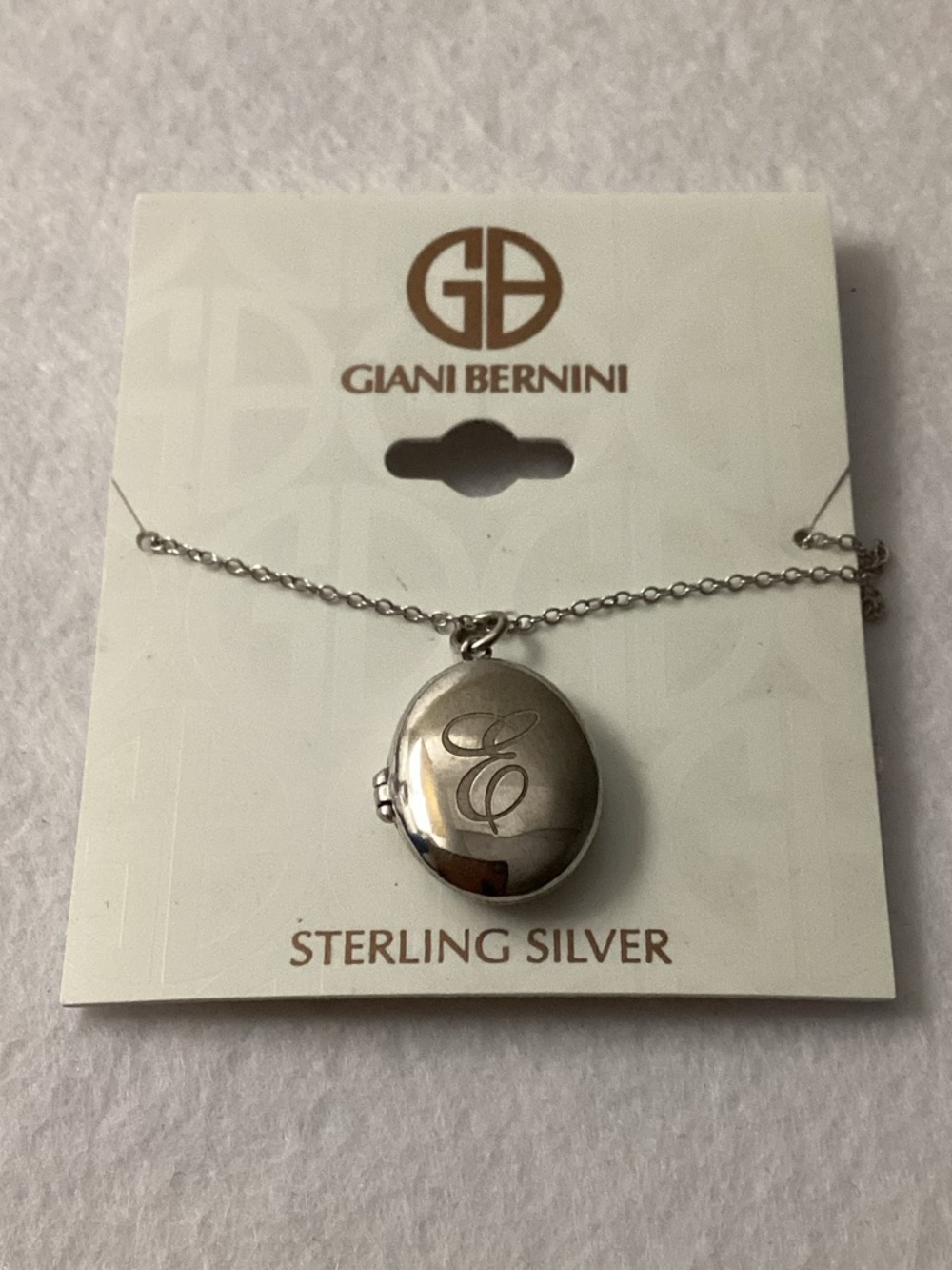 Giani Bernini Sterling Silver Engraved Locket Necklace with Letter ‘E’